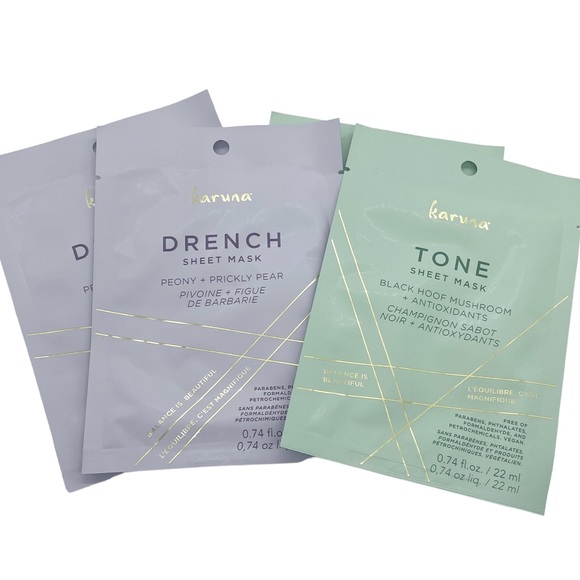 NIB Karuna Drench & Tone Sheet Mask Duo Set of 4 - Picture 2 of 7